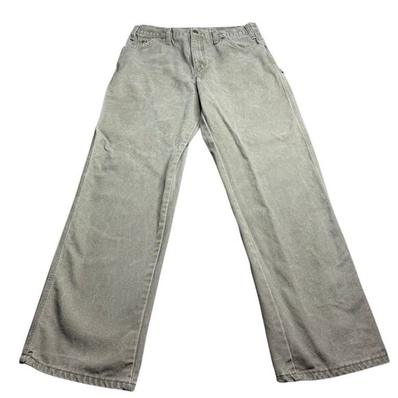 Dickies Canvas Carpenter Work Pants Mens 34x32 Dark Gray - Picture 1 of 8
